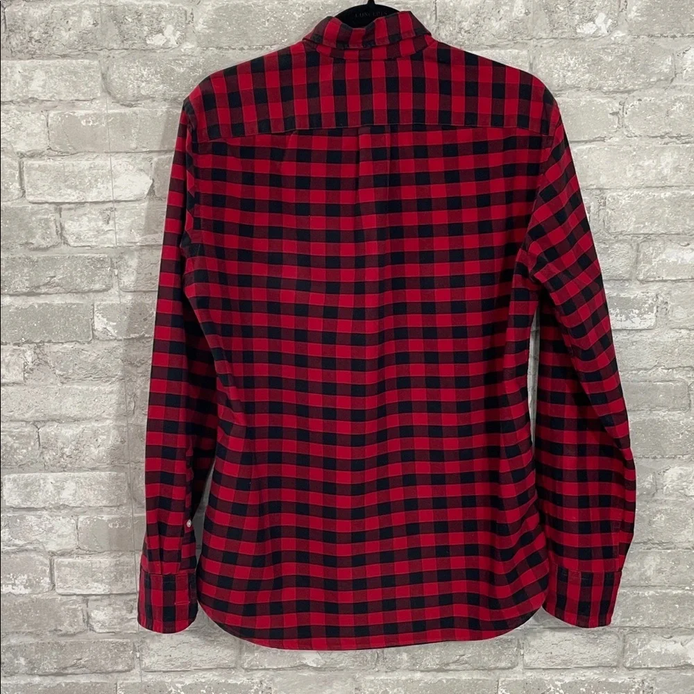 J. Crew Red and Black Oxford Checkered Shirt